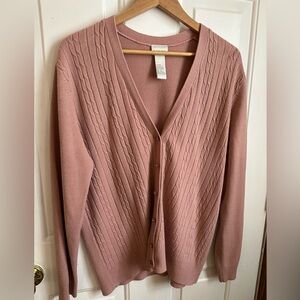 Vintage Koret Button Up Sweater Pink Size Large Long Sleeve Grandma Cottagecore